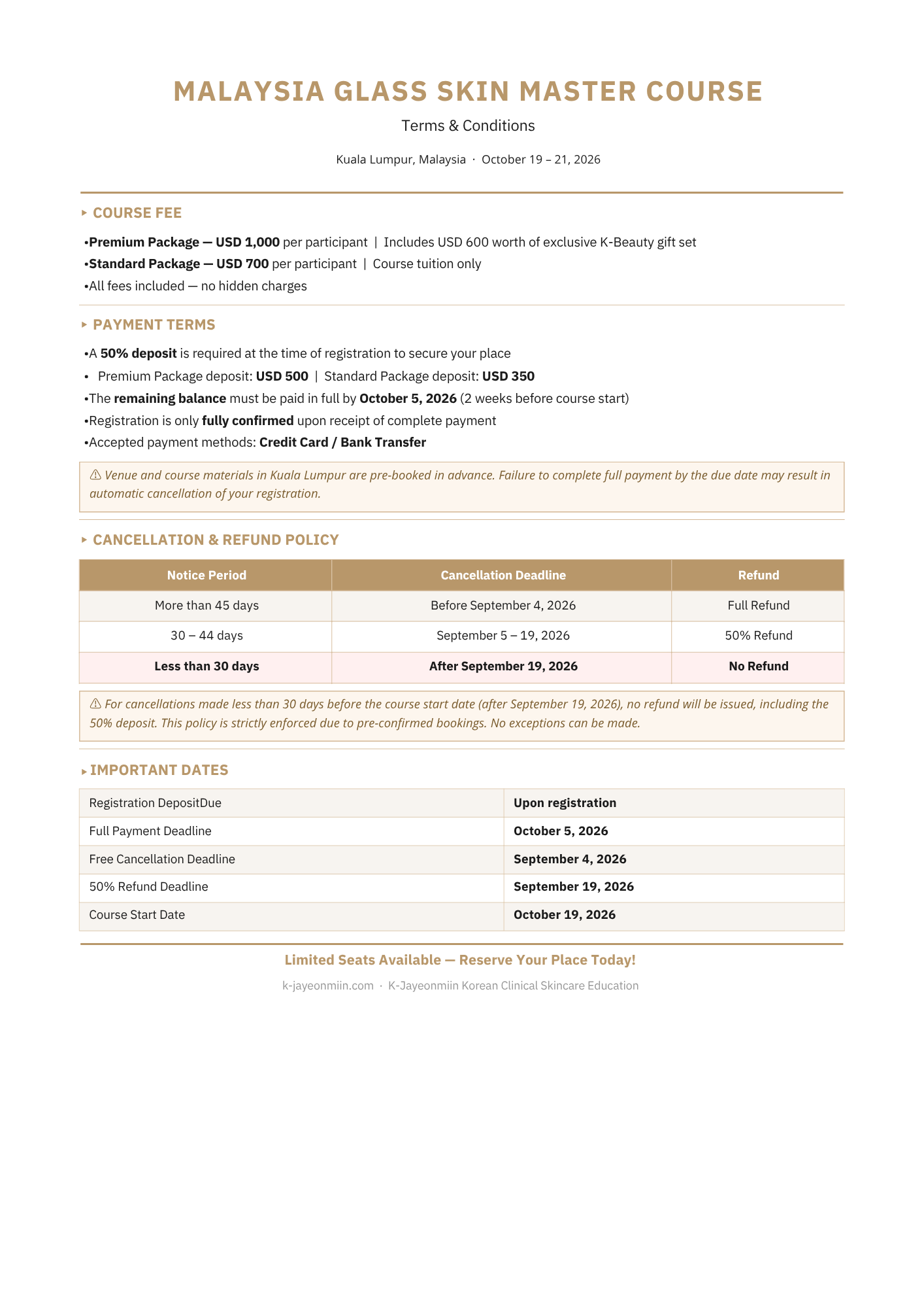 Malaysia Glass Skin Master Course — Registration Deposit (EARLY BIRD)