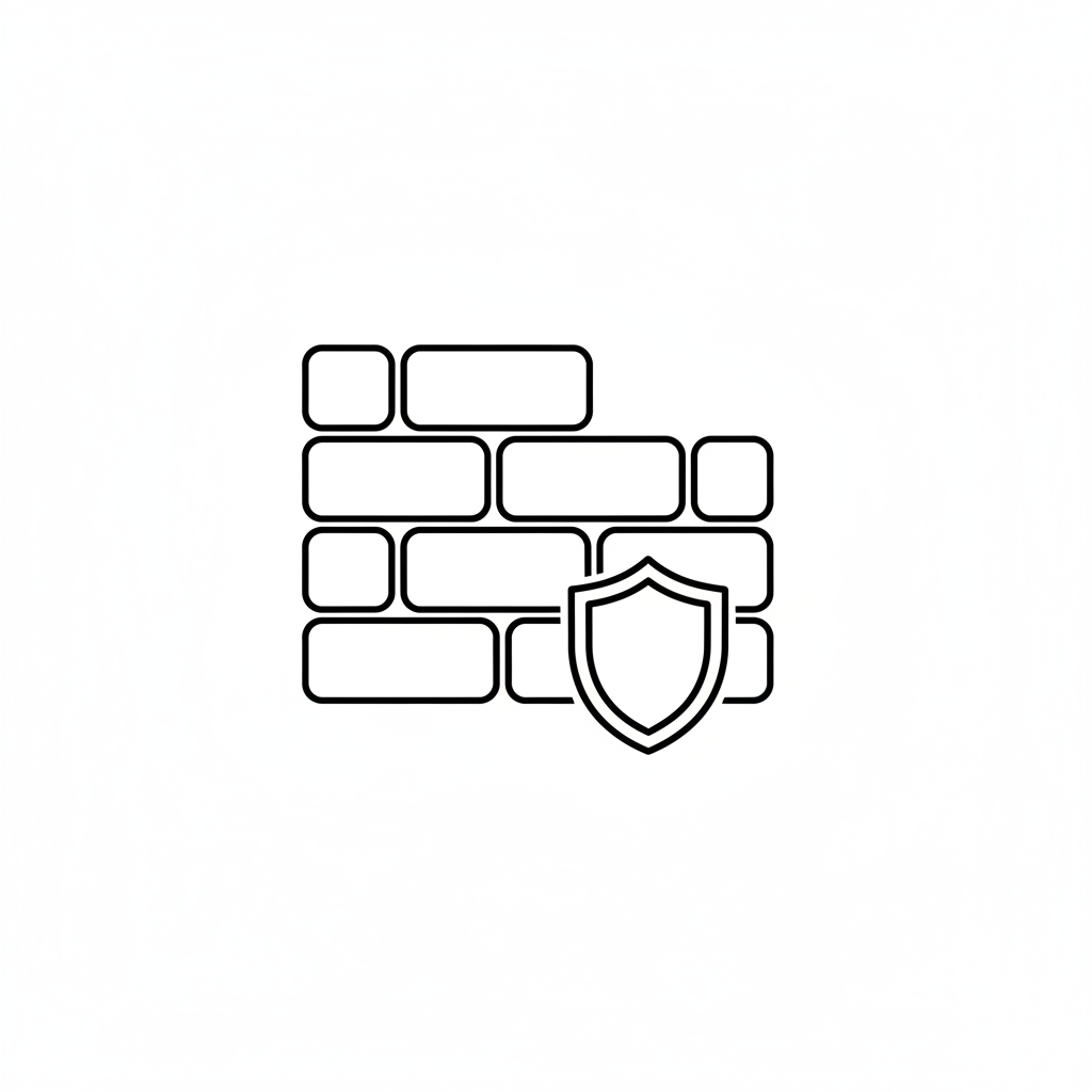 “Minimalist black-and-white monoline outline icon, ultra-thin 2px rounded stroke, no fill, no gradients, no shadows, no 3D. High-contrast black lines on transparent or plain white background. Square 1:1 canvas, centered with ample padding.
Icon concept: a brick-wall pattern (very simplified—4–6 bricks) with a small shield outline in front to represent barrier-strengthening ceramides. Keep it clean and minimal.
No text, no logo.”